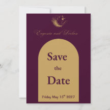 Lila & Gold Schwanenwappen Hochzeit Save the