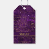 Lila Gold-Script Geschenkanhänger (Vorderseite)