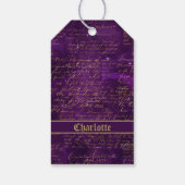 Lila Gold-Script Geschenkanhänger (Rückseite)