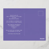 Lila Gold Script Pumpkin-Halloween-Party Folie Einladungspostkarte (Rückseite)