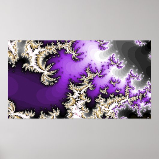 Lila, Gold, Silberes Fraktal-Poster Poster (Vorne)