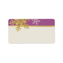 Lila Gold Snowflake Hochzeitsplatten Adressaufkleber