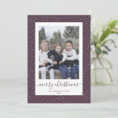 Lila Gold Snowy Foto Frohe Weihnachtskarten Feiertagskarte (Stehend Vorderseite)