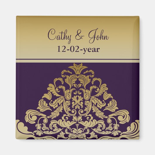 lila Gold Speichern Sie den Datums-Magneten Magnet (Vorne)