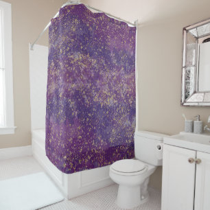 Lila & Gold Splatter Glam Modern Duschvorhang