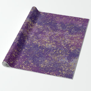 Lila & Gold Splatter Glamour Modern Geschenkpapier