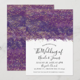 Lila Gold Spritzer Moderne Hochzeitsreise in Glam Einladung