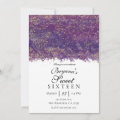 Lila Gold Spritzer Modernes Glam Sweet 16 Party Einladung (Vorderseite)