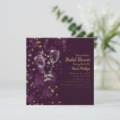 Lila & Gold Spritzer Rote Weine Modernes Party Einladung (Stehend Vorderseite)