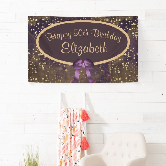 Lila Gold Stardust 50. Geburtstag Banner (Insitu)