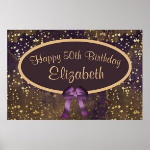 Lila Gold Stardust 50. Geburtstag Poster