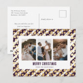 Lila Gold Stars 3 Foto Frohe Weihnachten (Vorne/Hinten)