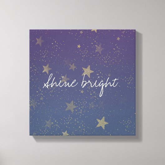 Lila Gold Stars Confetti Leinwanddruck (Vorderseite)