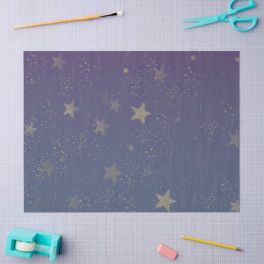 Lila Gold Stars Confetti Seidenpapier (Basteln)