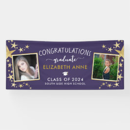 Lila & Gold Stars Foto Herzlichen Glückwunsch Grad Banner
