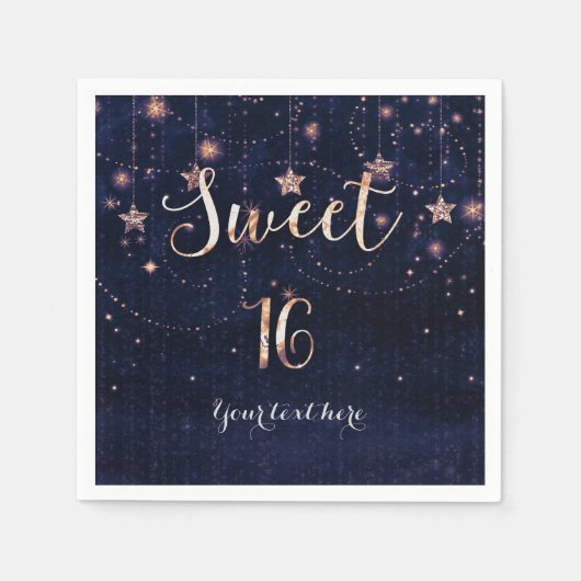 Lila & Gold Sternry Celestial Sweet 16 Party Serviette (Vorderseite)