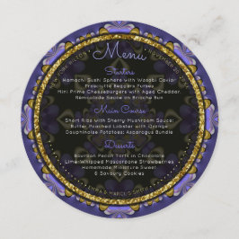 Lila Gold Stylish Glam Round Menu Cards Menükarte