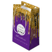 Lila Gold Sweet 16. Bridal Wedding Kosmetik Kleine Geschenktüte (Rückseite Schrägansicht)