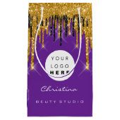 Lila Gold Sweet 16. Bridal Wedding Kosmetik Kleine Geschenktüte (Vorderseite)