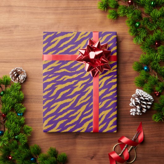 Lila Gold Tiger Geschenkpapier (Feiertagsgeschenk)