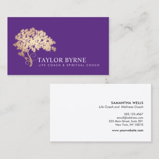 Lila Gold Tree Logo Visitenkarte (Vorne/Hinten)