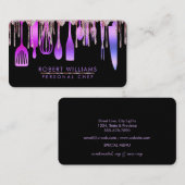 Lila Gold Tropfen Koch Küche Tools Glitzer Imitate Visitenkarte (Vorne/Hinten)