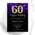 Lila Gold Überraschung 60. Geburtstag Einladung<br><div class="desc">Überraschung 60. Geburtstagsfeier Einladung. Elegantes lila Design mit Imitate Glitzer Gold. Mit stilvollen Diamanten,  Bokeh-Leuchten und Skript-Schriftart. Männer oder Frauen laden ein. Ideal für eine stilvolle Geburtstagsparty. Personalisieren Sie Ihre persönlichen Daten. Nachricht,  wenn Sie weitere Anpassungen benötigen. Gedruckte Zazzle Einladungen oder Sofortdownload digitalen druckbaren Vorlage.</div>