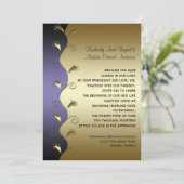 Lila Gold- und Black-Wirbel Hochzeitsreise Einladung (Stehend Vorderseite)