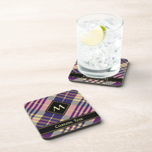 Lila, Gold und Blau Tartan Getränkeuntersetzer