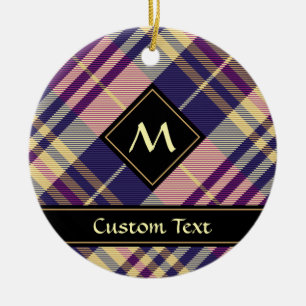 Lila, Gold und Blau Tartan Keramik Ornament