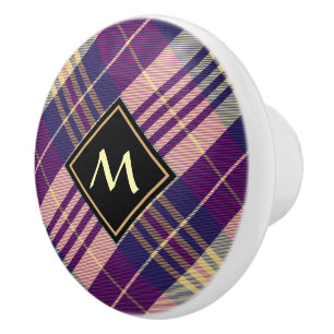 Lila, Gold und Blau Tartan Keramikknauf