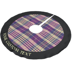 Lila, Gold und Blau Tartan Polyester Weihnachtsbaumdecke