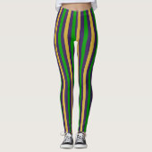 Lila Gold und grüne Streifen Mardi Gras Leggings (Vorderseite)