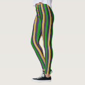 Lila Gold und grüne Streifen Mardi Gras Leggings (Links)