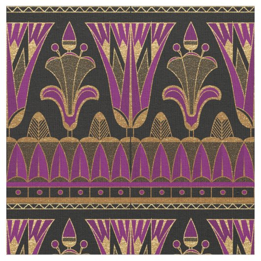 Lila Gold und Schwarz Art Déco Stoff (Nahaufnahme)