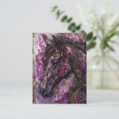 Lila Gold und Schwarzes Pferd Postkarte (Stehend Vorderseite)