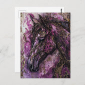 Lila Gold und Schwarzes Pferd Postkarte (Vorne/Hinten)