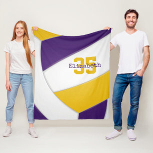 lila Gold und weiße Volleyballmädchen Fleecedecke