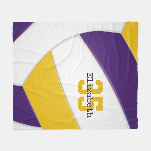 lila Gold und weiße Volleyballmädchen Fleecedecke (Vorderseite (Horizontal))