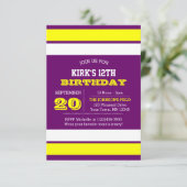 Lila Gold- und Weißteam Einladung zum Geburtstag (Stehend Vorderseite)