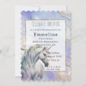 Lila Gold Unicorn Einladung (Vorderseite)
