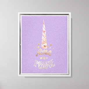 Lila Gold Unicorn Inspiration Zitat Leinwanddruck