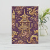 Lila & Gold Viktorianisch Chinoiserie Einladung (Stehend Vorderseite)