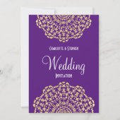 Lila Gold Vintag Inspiriert Spitzenklasse Hochzeit Einladung (Vorderseite)
