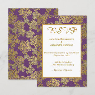 LILA GOLD VINTAG LACE WEDING REPONSE UAWG EINLADUNG
