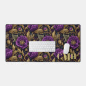 Lila Gold Vintag William Morris Floral Monogram Schreibtischunterlage (Tastatur & Maus)