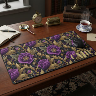 Lila Gold Vintage William Morris Florales Monogram Schreibtischunterlage