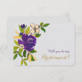 Lila Gold Watercolor Bouquet Bridesmaid Einladung (Vorne/Hinten)