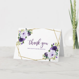 Lila Gold Watercolor Brautparty Vielen Dank Karte