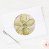Lila Gold Watercolor Happy Blume Runder Aufkleber (Umschlag)